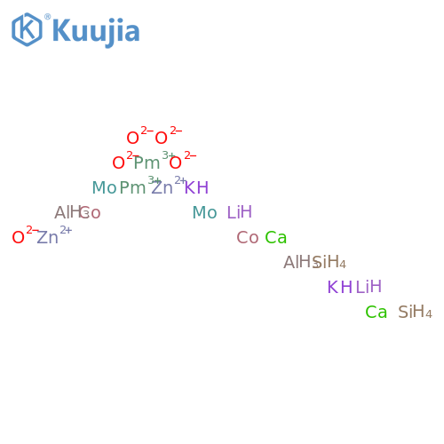 Aluminum calcium cobalt lithium molybdenum potassium promethium silicon zinc oxide structure
