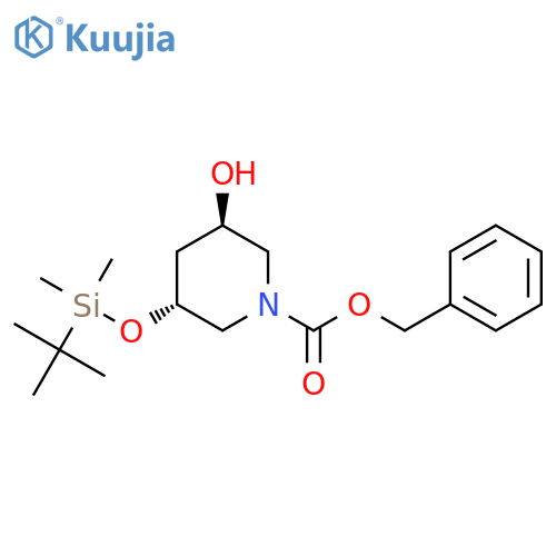 1-Piperidinecarboxylic acid,  3-[[(1,1-dimethylethyl)dimethylsilyl]oxy]-5-hydroxy-, phenylmethyl ester,  (3R,5R)- structure