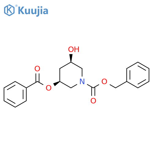 1-Piperidinecarboxylic acid, 3-(benzoyloxy)-5-hydroxy-, phenylmethylester, (3S,5R)- structure