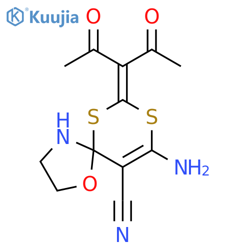1-Oxa-6,8-dithia-4-azaspiro[4.5]dec-9-ene-10-carbonitrile,7-(1-acetyl-2-oxopropylidene)-9-amino- structure