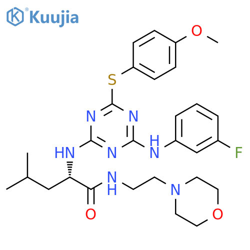 Pentanamide, 2-[[4-[(3-fluorophenyl)amino]-6-[(4-methoxyphenyl)thio]-1,3,5-triazin-2-yl]amino]-4-methyl-N-[2-(4-morpholinyl)ethyl]-, (2S)- structure