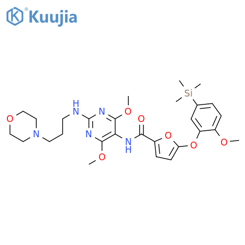 2-Furancarboxamide,  N-[4,6-dimethoxy-2-[[3-(4-morpholinyl)propyl]amino]-5-pyrimidinyl]-5-[2-  methoxy-5-(trimethylsilyl)phenoxy]- structure