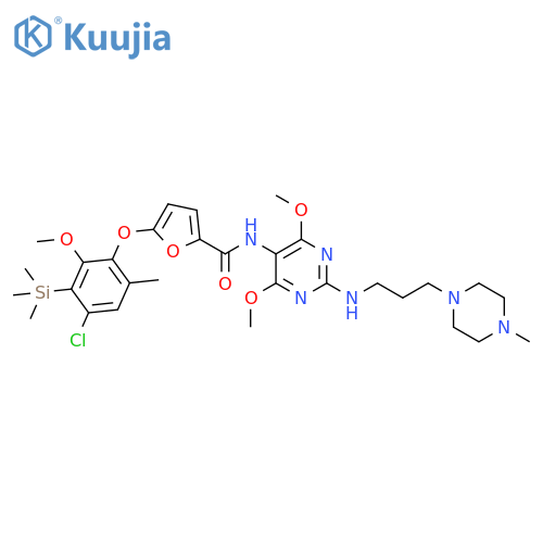 2-Furancarboxamide,  5-[4-chloro-2-methoxy-6-methyl-3-(trimethylsilyl)phenoxy]-N-[4,6-dimeth  oxy-2-[[3-(4-methyl-1-piperazinyl)propyl]amino]-5-pyrimidinyl]- structure