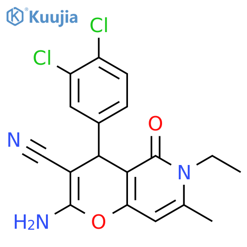 2-amino-4-(3,4-dichlorophenyl)-6-ethyl-7-methyl-5-oxo-4H,5H,6H-pyrano3,2-cpyridine-3-carbonitrile structure
