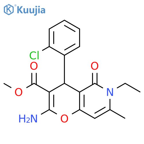 methyl 2-amino-4-(2-chlorophenyl)-6-ethyl-7-methyl-5-oxo-4H,5H,6H-pyrano3,2-cpyridine-3-carboxylate structure