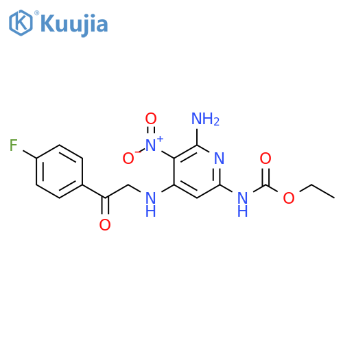 Carbamic acid,[6-amino-4-[[2-(4-fluorophenyl)-2-oxoethyl]amino]-5-nitro-2-pyridinyl]-,ethyl ester structure