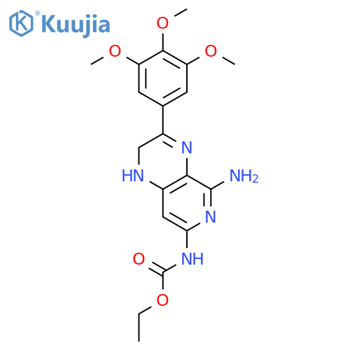 Carbamic acid, (5-amino-1,2-dihydro-3-(3,4,5-trimethoxyphenyl)pyrido(3 ,4-b)pyrazin-7-yl)-, ethyl ester structure