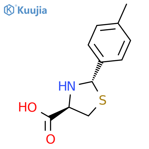 4-Thiazolidinecarboxylic acid, 2-(4-methylphenyl)-, (2S-trans)- structure