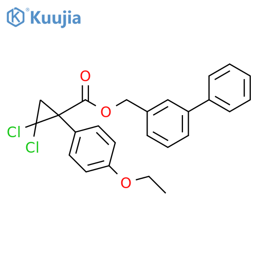 Cyclopropanecarboxylic acid, 2,2-dichloro-1-(4-ethoxyphenyl)-, [1,1'-biphenyl]-3-ylmethyl ester structure