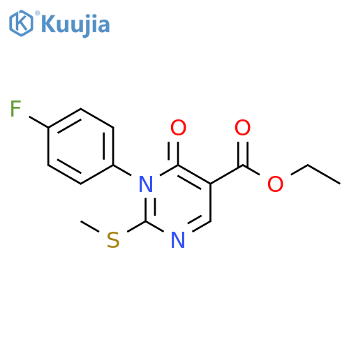 Ethyl 1-(4-fluorophenyl)-2-methylsulfanyl-6-oxo-pyrimidine-5-carboxylate structure