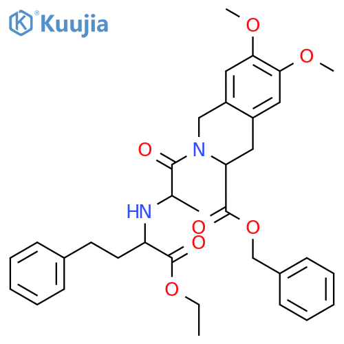 (S)-2-(S)-2-((S)-1-Ethoxycarbonyl-3-phenylpropylamino)propionyl-6,7-dimethoxy-1,2,3,4-tetrahydroisoquinoline-3-carboxylicacid benzylester structure