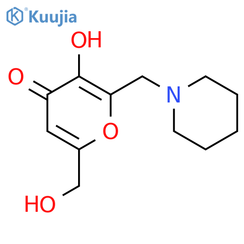 3-hydroxy-6-(hydroxymethyl)-2-(piperidin-1-yl)methyl-4H-pyran-4-one structure