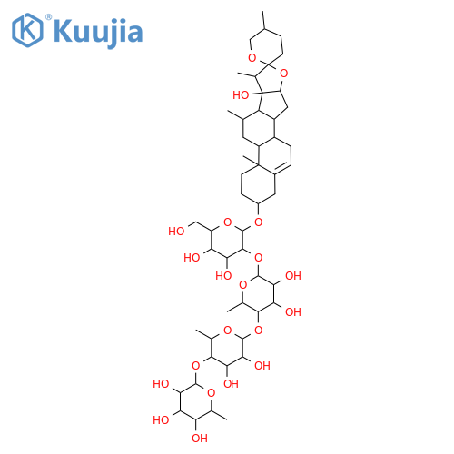 2-[6-[6-[4,5-Dihydroxy-6-(hydroxymethyl)-2-(8-hydroxy-5',7,10,13-tetramethylspiro[5-oxapentacyclo[10.8.0.02,9.04,8.013,18]icos-18-ene-6,2'-oxane]-16-yl)oxyoxan-3-yl]oxy-4,5-dihydroxy-2-methyloxan-3-yl]oxy-4,5-dihydroxy-2-methyloxan-3-yl]oxy-6-methyloxane-3,4,5-triol structure