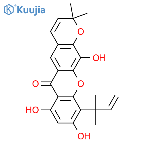 2H,6H-Pyrano[3,2-b]xanthen-6-one,10-(1,1-dimethyl-2-propenyl)-7,9,12-trihydroxy-2,2-dimethyl- structure