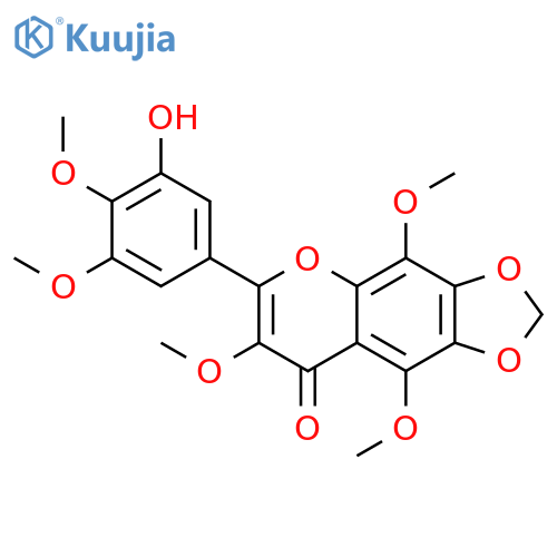 3'-hydroxy-3,4',5,5',8-pentamethoxy-6,7-methylenedioxyflavone structure
