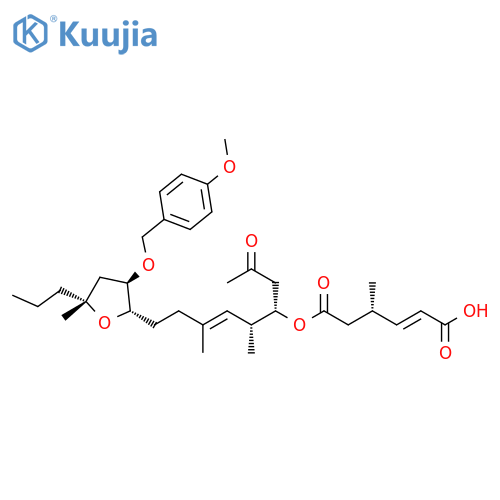 2-Hexenedioic acid, 4-methyl-, 6-[(1S,2R,3E)-2,4-dimethyl-1-(2-oxopropyl)-6-[(2S,3R,5R)-tetrahydro-3-[(4-methoxyphenyl)methoxy]-5-methyl-5-propyl-2-furanyl]-3-hexen-1-yl] ester, (2E,4S)- structure