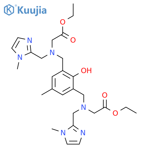 Glycine, N,N'-[(2-hydroxy-5-methyl-1,3-phenylene)bis(methylene)]bis[N-[(1-methyl-1H-imidazol-2-yl)methyl]-, diethyl ester (9CI) structure