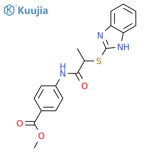 methyl 4-{[2-(1H-benzimidazol-2-ylsulfanyl)propanoyl]amino}benzoate structure