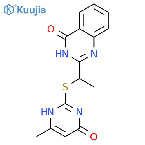 <br>2-{1-[(6-methyl-4-oxo-1,4-dihydro-2-pyrimidinyl)thio]ethyl}-4(3H)-quinazoli none structure
