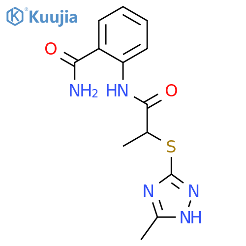 2-({2-[(5-methyl-4H-1,2,4-triazol-3-yl)sulfanyl]propanoyl}amino)benzamide structure