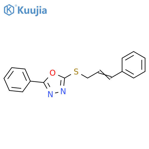 2-phenyl-5-{(2E)-3-phenylprop-2-en-1-ylsulfanyl}-1,3,4-oxadiazole structure