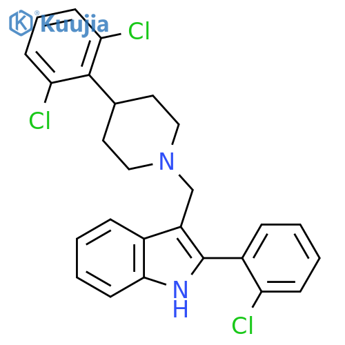 1H-Indole, 2-(2-chlorophenyl)-3-[[4-(2,6-dichlorophenyl)-1-piperidinyl]methyl]- structure