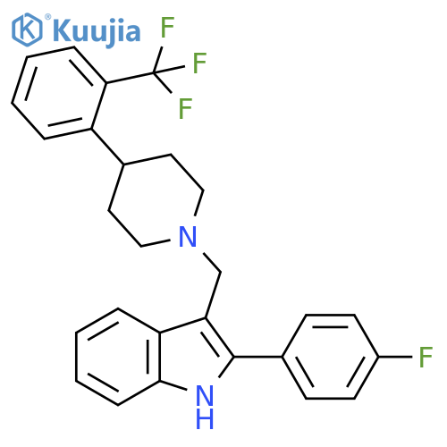 1H-Indole, 2-(4-fluorophenyl)-3-[[4-[2-(trifluoromethyl)phenyl]-1-piperidinyl]methyl]- structure
