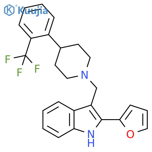 1H-Indole,2-(2-furanyl)-3-[[4-[2-(trifluoromethyl)phenyl]-1-piperidinyl]methyl]- structure