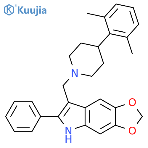 5H-1,3-Dioxolo[4,5-f]indole, 7-[[4-(2,6-dimethylphenyl)-1-piperidinyl]methyl]-6-phenyl- structure