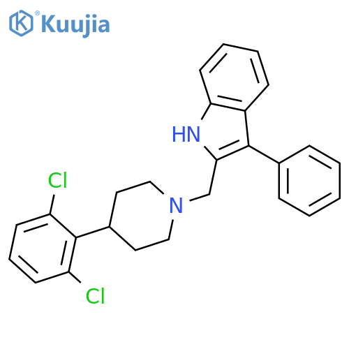 1H-Indole, 2-[[4-(2,6-dichlorophenyl)-1-piperidinyl]methyl]-3-phenyl- structure