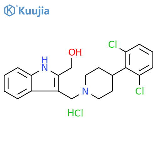 1H-Indole-2-methanol, 3-[[4-(2,6-dichlorophenyl)-1-piperidinyl]methyl]-, hydrochloride (1:1) structure