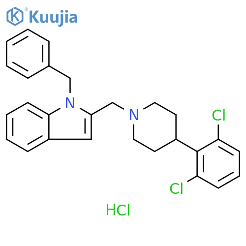 1H-Indole,2-[[4-(2,6-dichlorophenyl)-1-piperidinyl]methyl]-1-(phenylmethyl)-,monohydrochloride structure