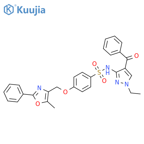 Benzenesulfonamide,N-(4-benzoyl-1-ethyl-1H-pyrazol-3-yl)-4-[(5-methyl-2-phenyl-4-oxazolyl)methoxy]- structure