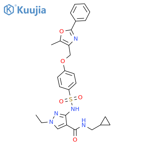 1H-Pyrazole-4-carboxamide, N-(cyclopropylmethyl)-1-ethyl-3-[[[4-[(5-methyl-2-phenyl-4-oxazolyl)methoxy]phenyl]sulfonyl]amino]- structure