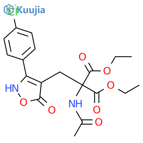 Propanedioic acid,(acetylamino)[[3-(4-chlorophenyl)-2,5-dihydro-5-oxo-4-isoxazolyl]methyl]-, diethyl ester structure