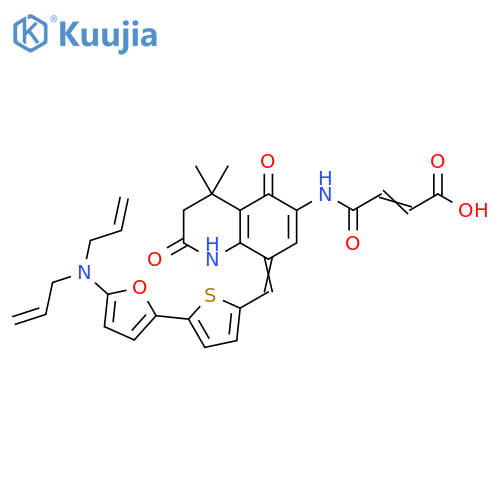 2-Butenoic acid,4-[[8-[[5-[5-(di-2-propenylamino)-2-furanyl]-2-thienyl]methylene]-1,2,3,4,5,8-hexahydro-4,4-dimethyl-2,5-dioxo-6-quinolinyl]amino]-4-oxo- structure