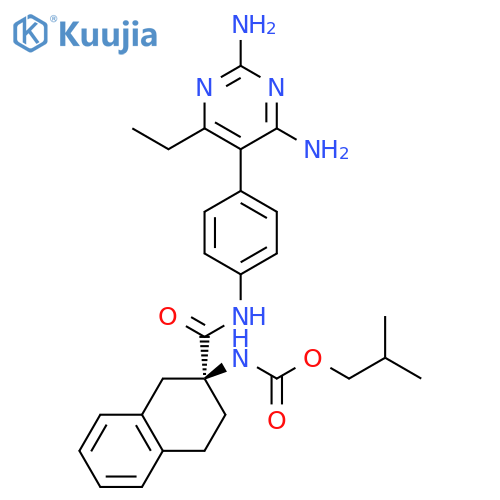 Carbamic acid,[(2S)-2-[[[4-(2,4-diamino-6-ethyl-5-pyrimidinyl)phenyl]amino]carbonyl]-1,2,3,4-tetrahydro-2-naphthalenyl]-, 2-methylpropyl ester structure
