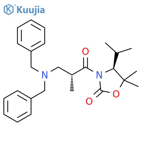 2-Oxazolidinone, 3-[(2R)-3-[bis(phenylmethyl)amino]-2-methyl-1-oxopropyl]-5,5-dimethyl-4-(1-methylethyl)-, (4S)- structure