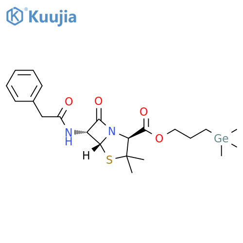4-Thia-1-azabicyclo[3.2.0]heptane-2-carboxylic acid, 3,3-dimethyl-7-oxo-6-[(2-phenylacetyl)amino]-, 3-(trimethylgermyl)propyl ester, (2S,5R,6R)- structure