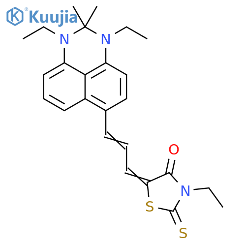 4-Thiazolidinone,5-[3-(1,3-diethyl-2,3-dihydro-2,2-dimethyl-1H-perimidin-6-yl)-2-propenylidene]-3-ethyl-2-thioxo- structure