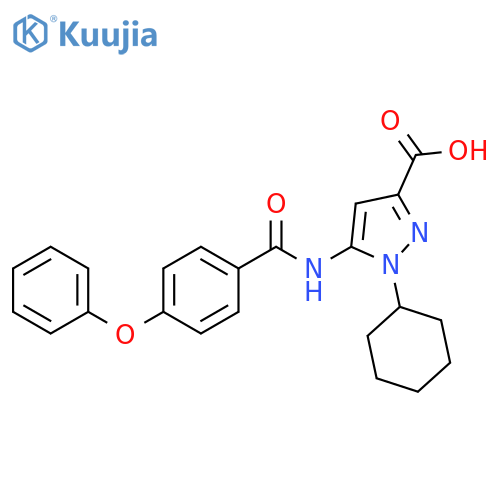 1H-Pyrazole-3-carboxylic acid,1-cyclohexyl-5-[(4-phenoxybenzoyl)amino]- structure