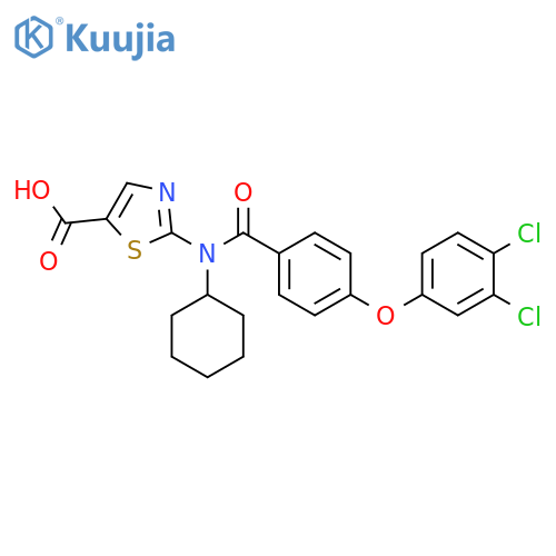 5-Thiazolecarboxylic acid, 2-[cyclohexyl[4-(3,4-dichlorophenoxy)benzoyl]amino]- structure