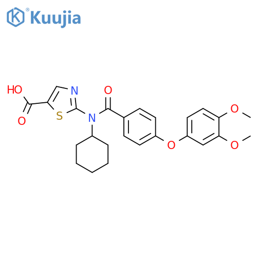 5-Thiazolecarboxylic acid, 2-[cyclohexyl[4-(3,4-dimethoxyphenoxy)benzoyl]amino]- structure