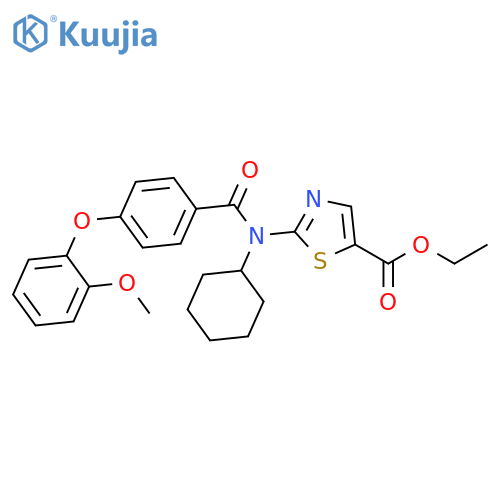 5-Thiazolecarboxylic acid, 2-[cyclohexyl[4-(2-methoxyphenoxy)benzoyl]amino]-, ethyl ester structure