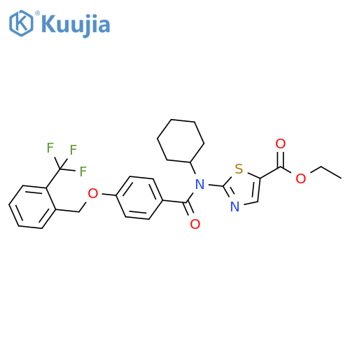 5-Thiazolecarboxylic acid,2-[cyclohexyl[4-[[2-(trifluoromethyl)phenyl]methoxy]benzoyl]amino]-, ethylester structure