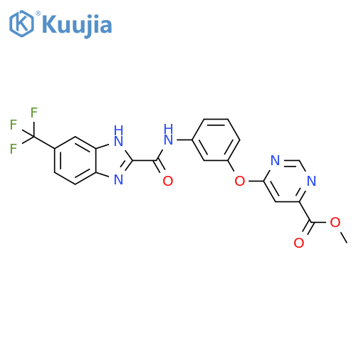 4-Pyrimidinecarboxylic acid, 6-[3-[[[6-(trifluoromethyl)-1H-benzimidazol-2-yl]carbonyl]amino]phenoxy]-, methyl ester structure