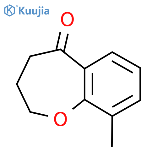9-methyl-2,3,4,5-tetrahydro-1-benzoxepin-5-one structure