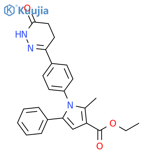 1H-Pyrrole-3-carboxylic acid, 2-methyl-5-phenyl-1-[4-(1,4,5,6-tetrahydro-6-oxo-3-pyridazinyl)phenyl]-, ethyl ester structure