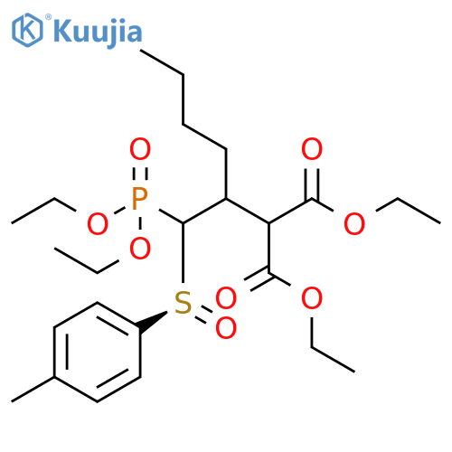 Propanedioic acid,[1-[(diethoxyphosphinyl)[(S)-(4-methylphenyl)sulfinyl]methyl]pentyl]-,diethyl ester structure