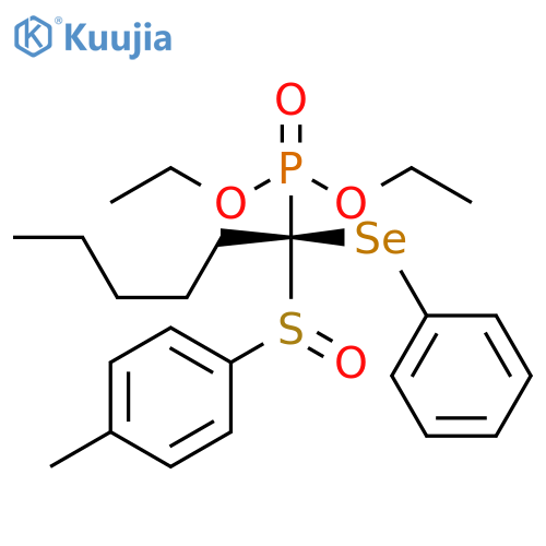 Phosphonic acid,[1-[(S)-(4-methylphenyl)sulfinyl]-1-(phenylseleno)hexyl]-, diethyl ester structure